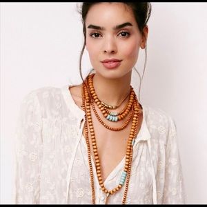 Free people Tibetan Sunrise wood bead necklace